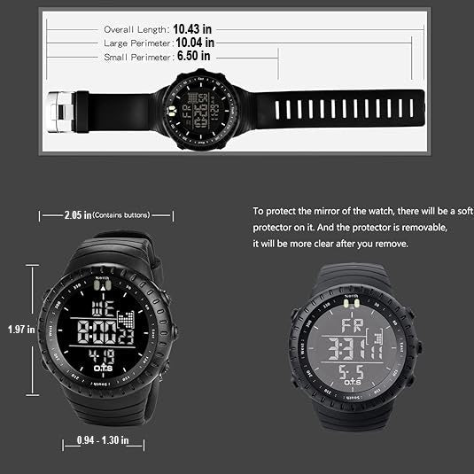 SummitEdge Men's Waterproof Digital Tactical Sports Watch with LED