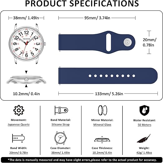 Professional Waterproof Medical Watch with Luminous Dial