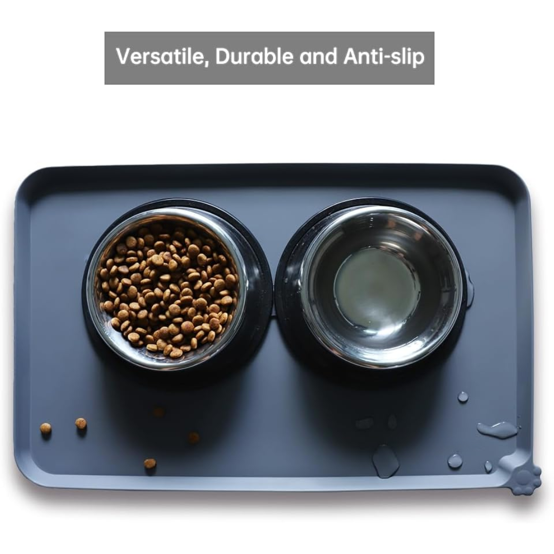 Spillproof Pet Feeding Mat with Raised Edges - Waterproof Floor Protection