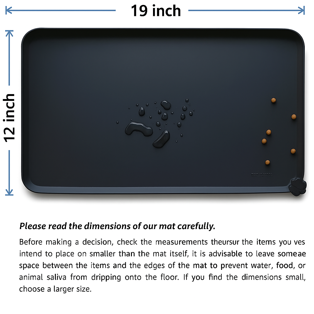Spillproof Pet Feeding Mat with Raised Edges - Waterproof Floor Protection