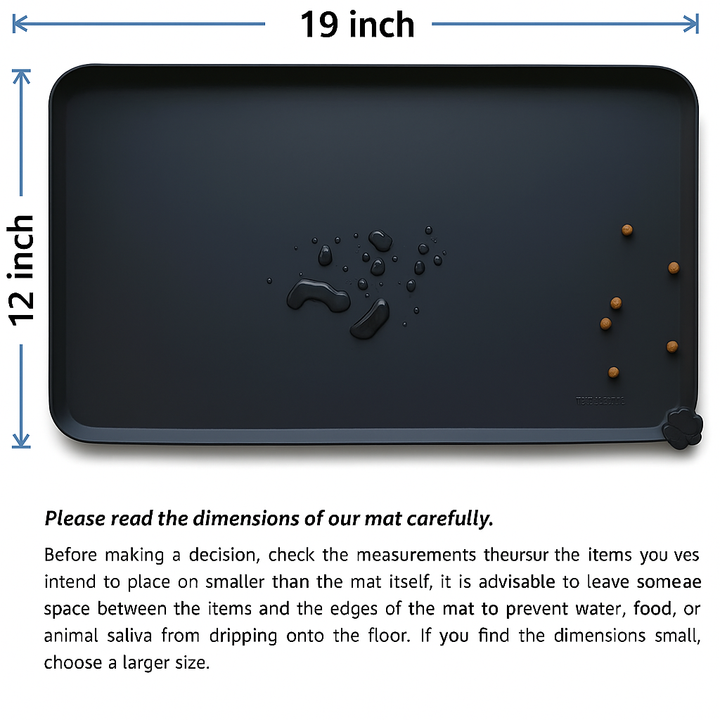 Spillproof Pet Feeding Mat with Raised Edges - Waterproof Floor Protection