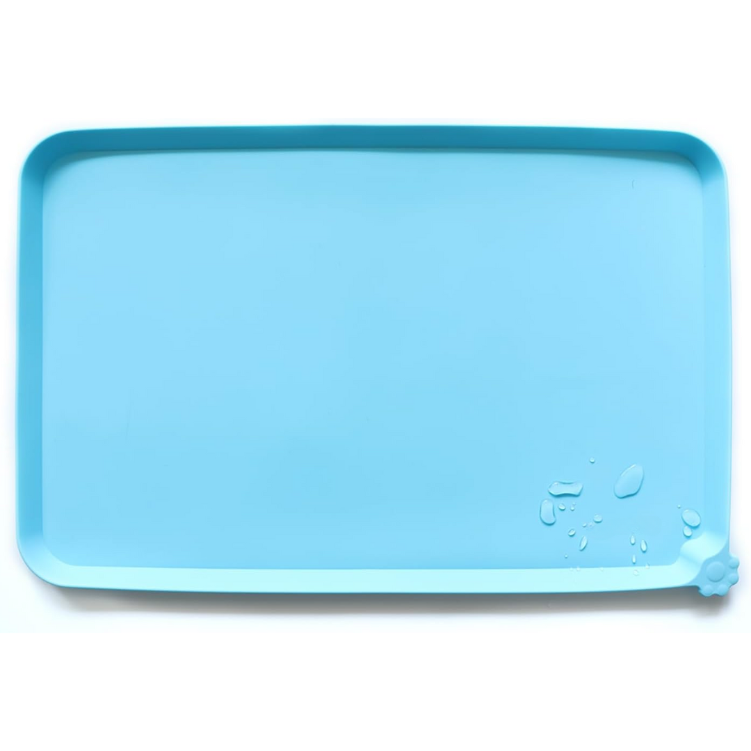Spillproof Pet Feeding Mat with Raised Edges - Waterproof Floor Protection