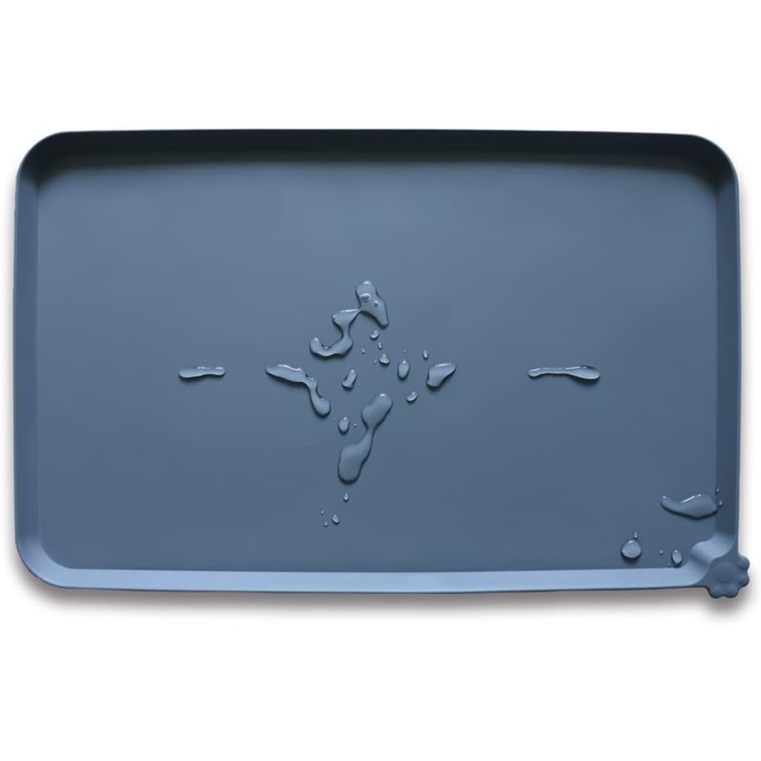 Spillproof Pet Feeding Mat with Raised Edges - Waterproof Floor Protection
