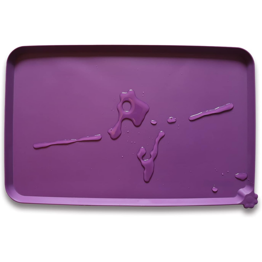 Spillproof Pet Feeding Mat with Raised Edges - Waterproof Floor Protection