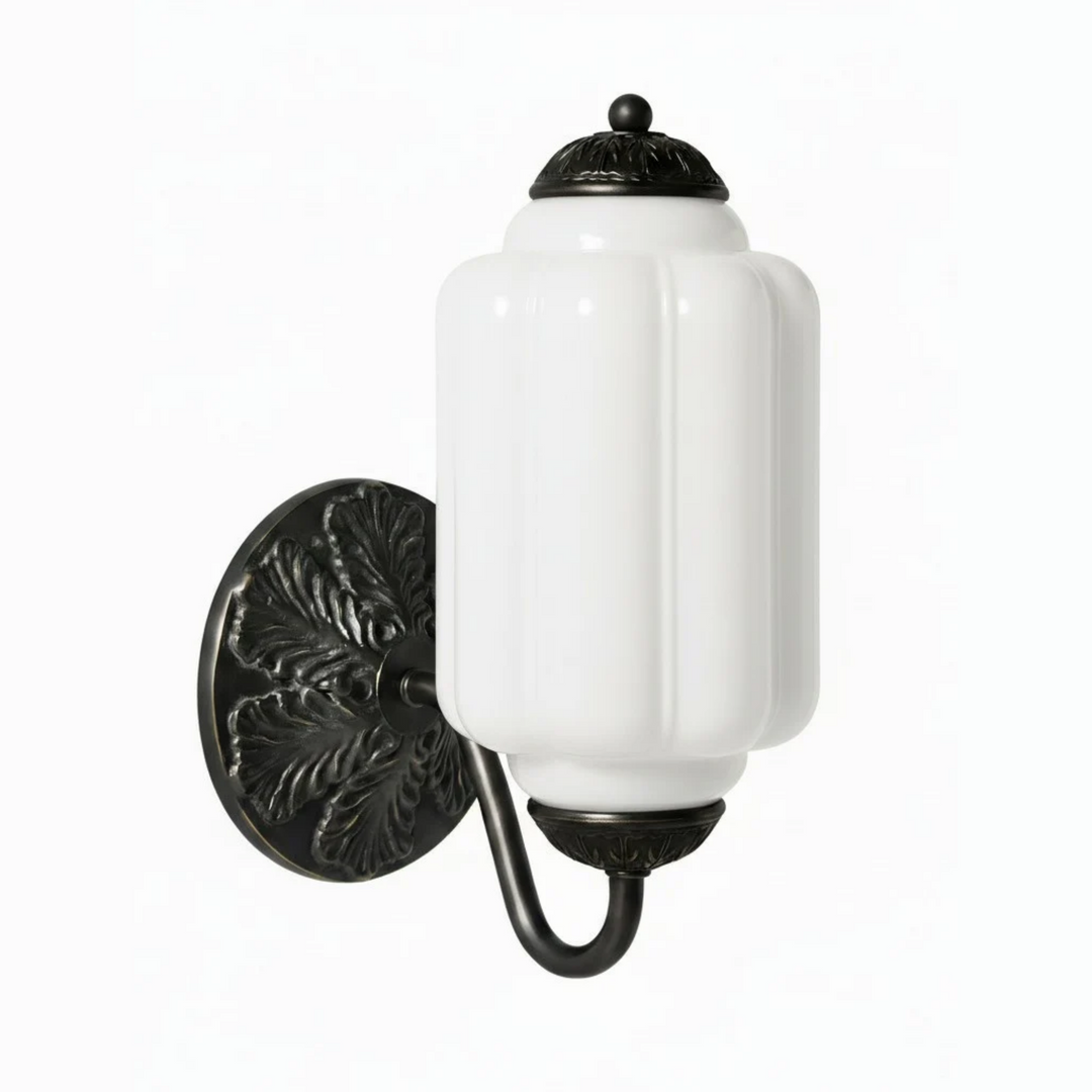 Lumi Vintage Milk Glass Oiled Brass Eloise Wall Lamp