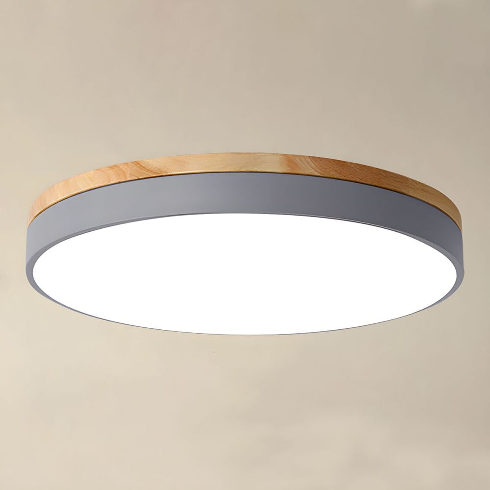 Wooden Flush Ceiling Living Room Modern Round Design