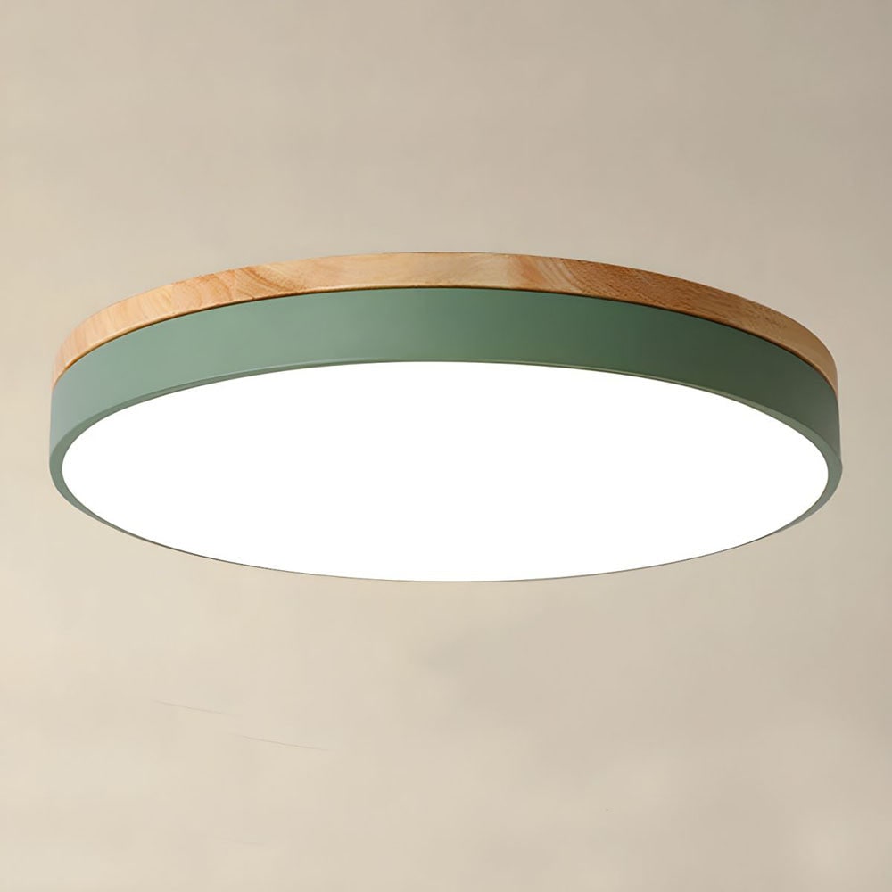 Wooden Flush Ceiling Living Room Modern Round Design
