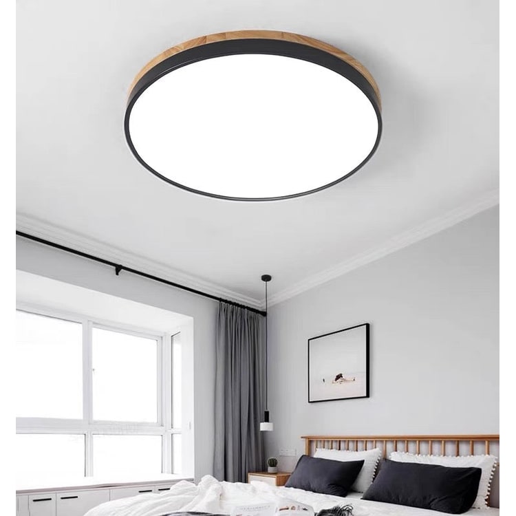 Wooden Flush Ceiling Living Room Modern Round Design