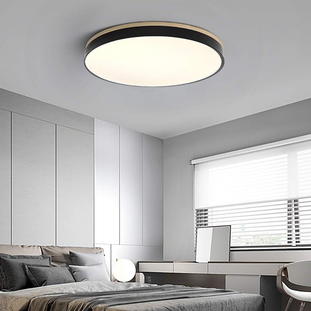 Wooden Flush Ceiling Living Room Modern Round Design