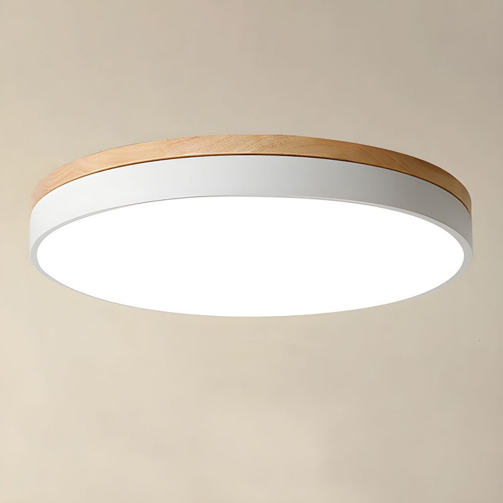 Wooden Flush Ceiling Living Room Modern Round Design