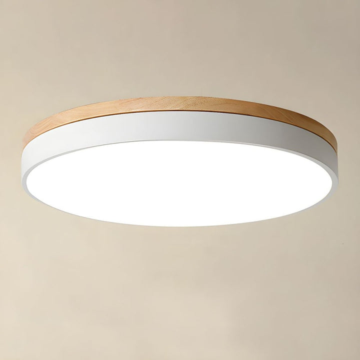 Wooden Flush Ceiling Living Room Modern Round Design