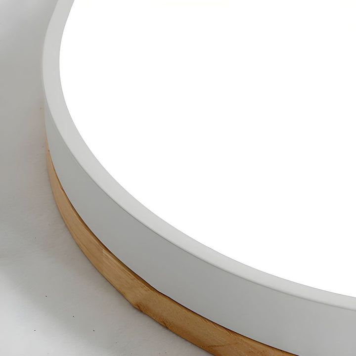 Wooden Flush Ceiling Living Room Modern Round Design