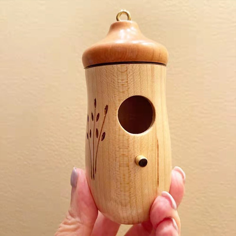 Wooden Hummingbird House Garden Decor Handcrafted Natural Design
