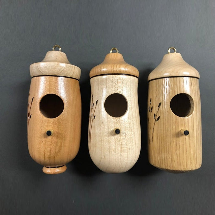 Wooden Hummingbird House Garden Decor Handcrafted Natural Design