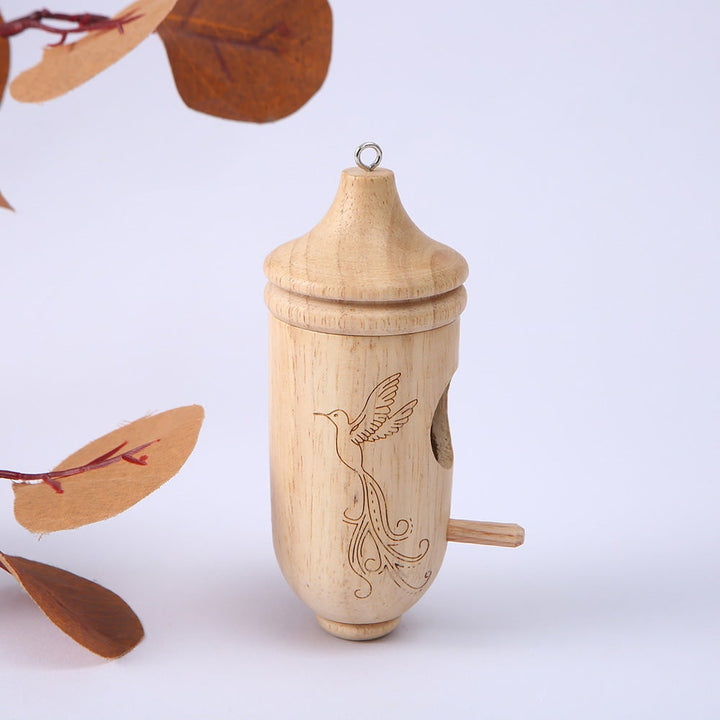 Wooden Hummingbird House Garden Decor Handcrafted Natural Design