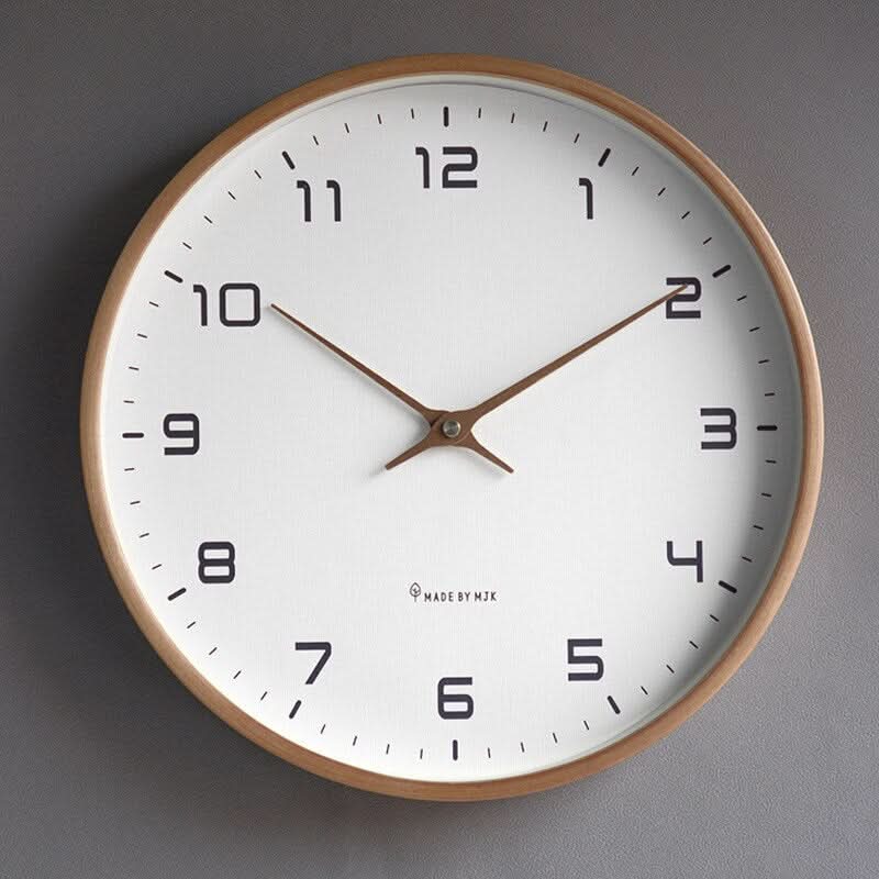 Silent Scandinavian Wooden Wall Clock - 30cm Minimalist Design