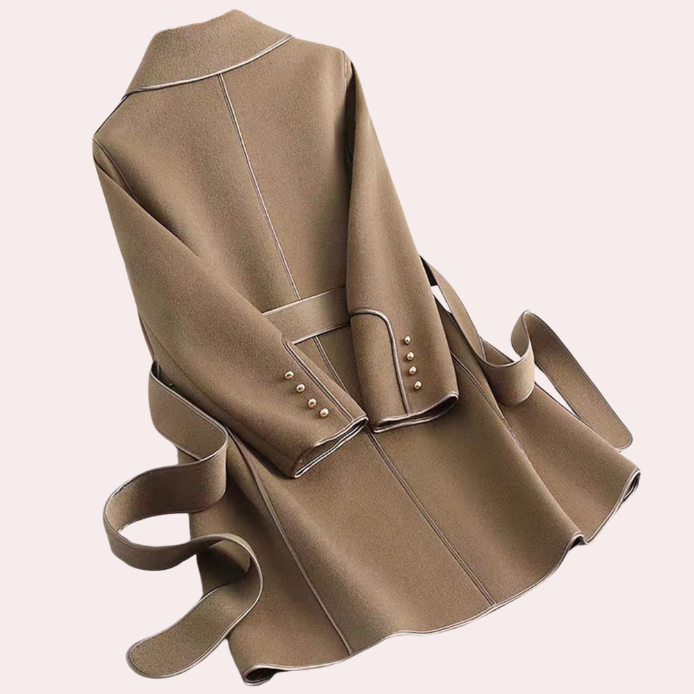 Women's Structured Waist-Tie Polyester Jacket - Formal to Casual Wear