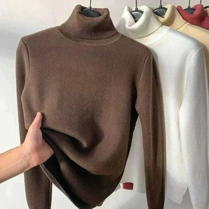 Zephyrine | Women's Fleece-Lined Turtleneck Sweater — Plush Interior Warm Winter Pullover in 6 Colors | Westmere
