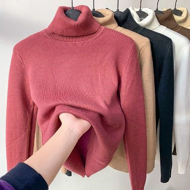 Zephyrine | Women's Fleece-Lined Turtleneck Sweater — Plush Interior Warm Winter Pullover in 6 Colors | Westmere
